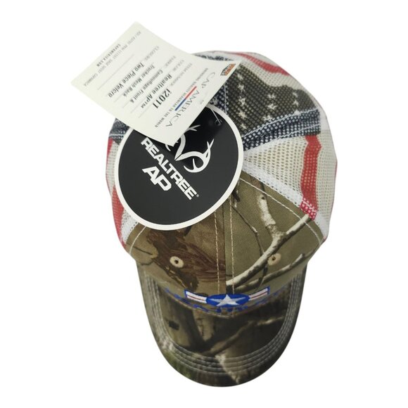 USA Truck Realtree AP Camo Flag Mesh Strapback Cap Trucker Baseball Hat America - Picture 6 of 13